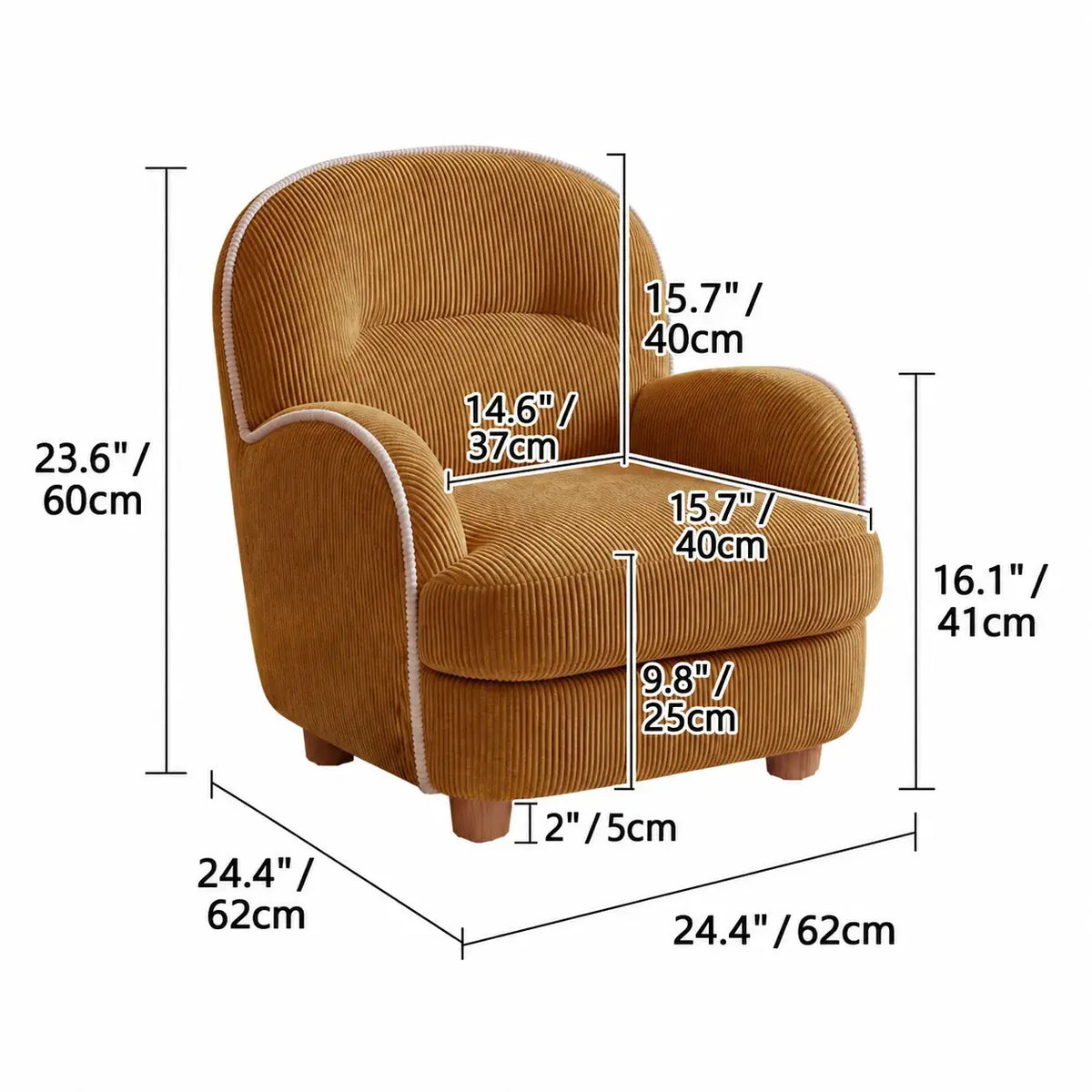 Textured Pudding Accent Chair with Rounded Arms for Cozy Kids Corners Dimensions