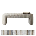 Textured Striped Fabric Bedroom Bench with Rounded Solid Wood Frame