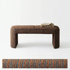 Textured Striped Fabric Bedroom Bench with Rounded Solid Wood Frame