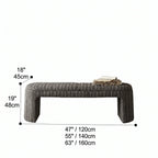 Textured Striped Fabric Bedroom Bench with Rounded Solid Wood Frame Dimensions