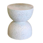 Textured White Concrete Side Table with Hourglass Profile