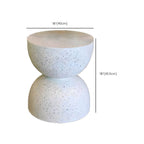 Textured White Concrete Side Table with Hourglass Profile Dimensions