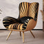 Tiger Print Accent Chair With Caramel Leather Shell and Sculpted High Back Main Product Image