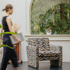 Tiger Print Chair and Ottoman Set, Italian Vintage Lounge Accent