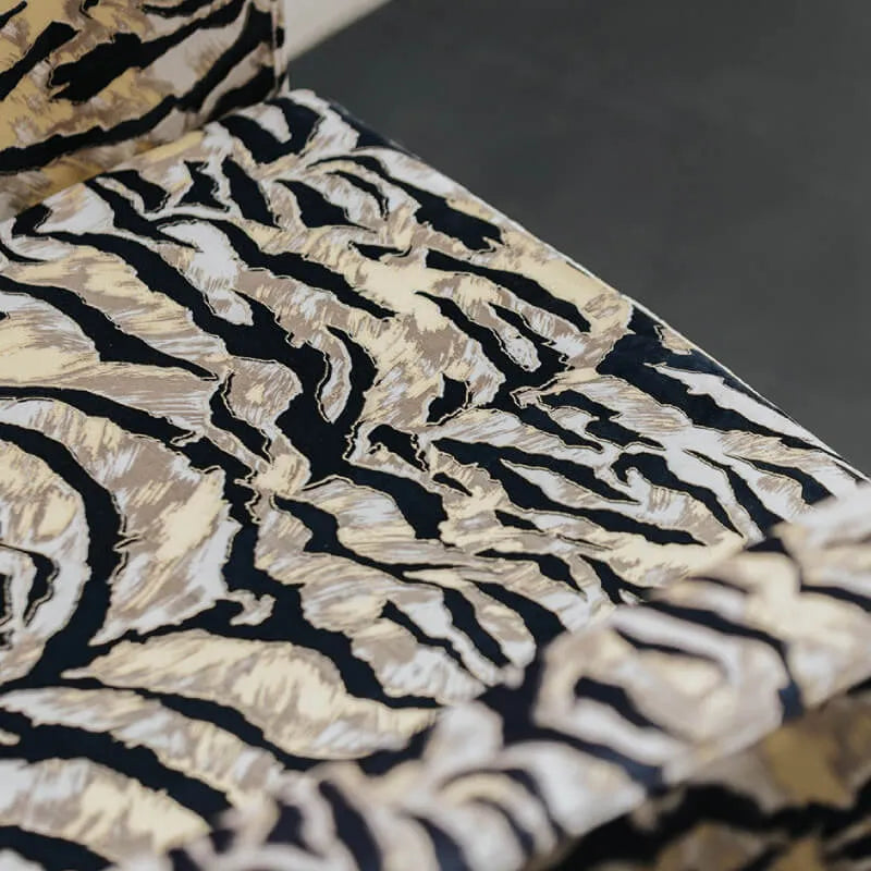 Tiger Print Chair and Ottoman Set, Italian Vintage Lounge Accent