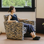Tiger Print Chair and Ottoman Set, Italian Vintage Lounge Accent