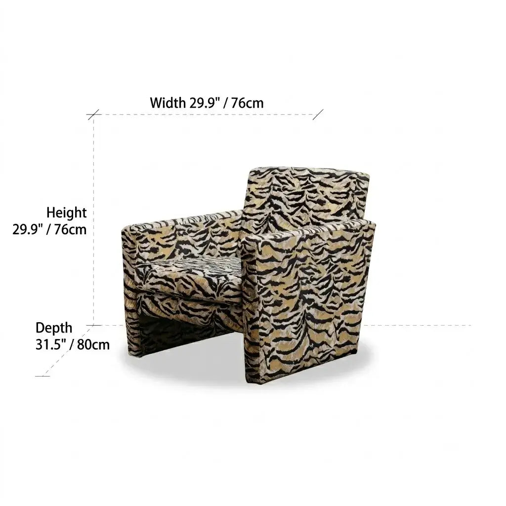 Tiger Print Chair and Ottoman Set, Italian Vintage Lounge Accent Dimensions Image principale du produit