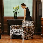 Tiger Print Chair and Ottoman Set, Italian Vintage Lounge Accent Main Product Image
