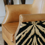 Tiger Print Chair in Waxed Leather with Studded Vintage Lounge Silhouette
