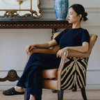 Tiger Print Chair in Waxed Leather with Studded Vintage Lounge Silhouette Main Product Image