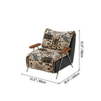 Tiger Print Chair With Embroidered Upholstery and Ash Wood Arms Dimensions