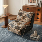 Tiger Print Chair With Embroidered Upholstery and Ash Wood Arms Main Product Image