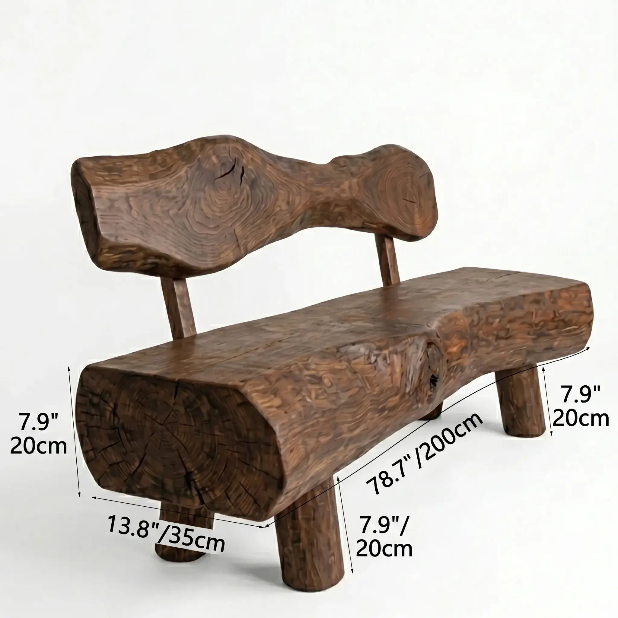 Time-Worn Solid Wood Indoor Bench: Wabi-Sabi Seating with Tactile Warmth Dimensions