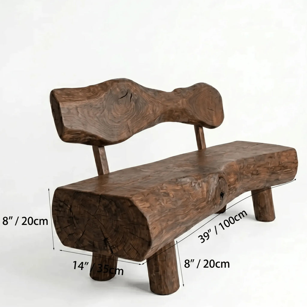 Time-Worn Solid Wood Indoor Bench: Wabi-Sabi Seating with Tactile Warmth Dimensions