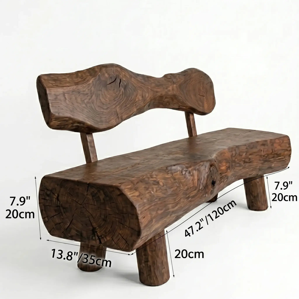 Time-Worn Solid Wood Indoor Bench: Wabi-Sabi Seating with Tactile Warmth Dimensions