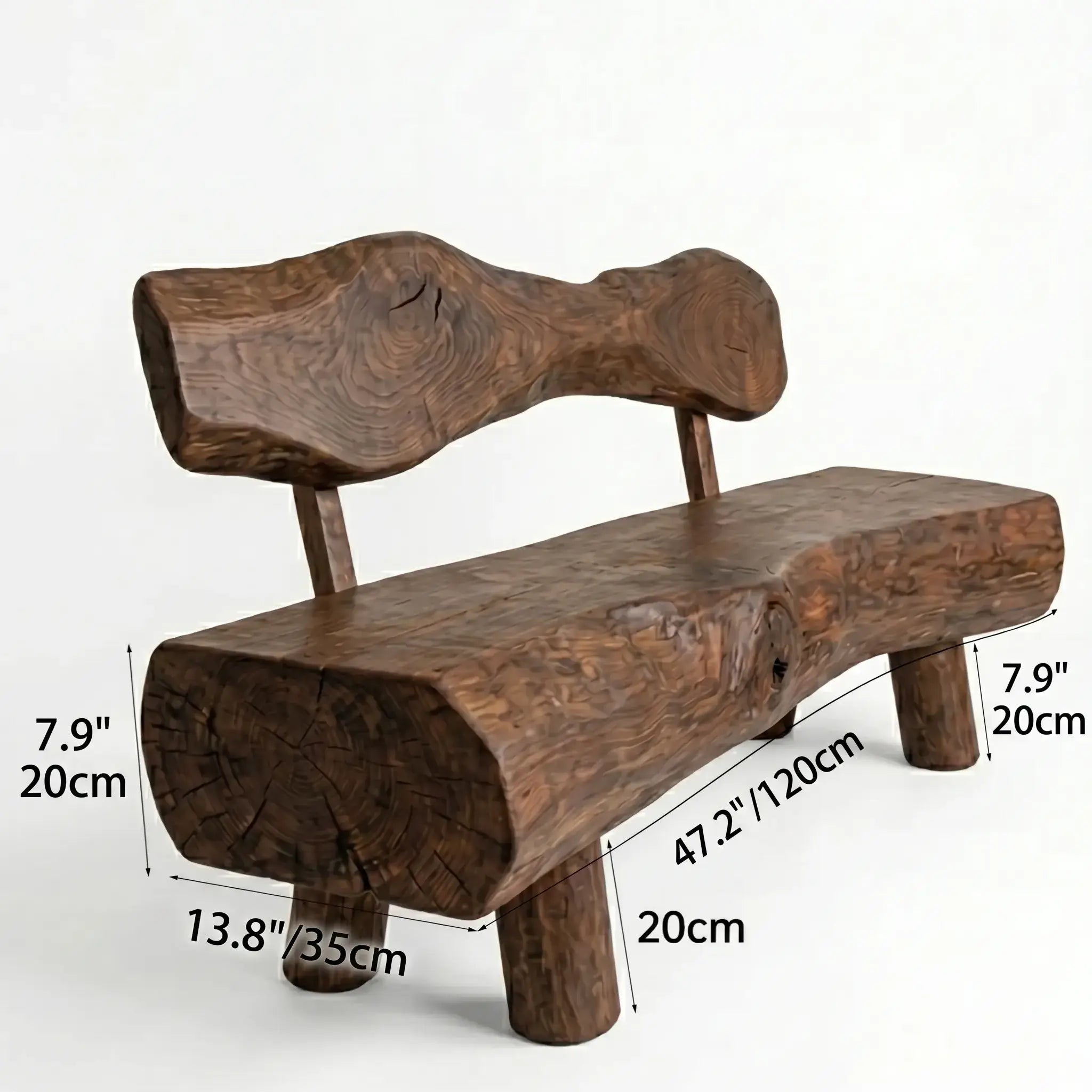 Time-Worn Solid Wood Indoor Bench: Wabi-Sabi Seating with Tactile Warmth Dimensions