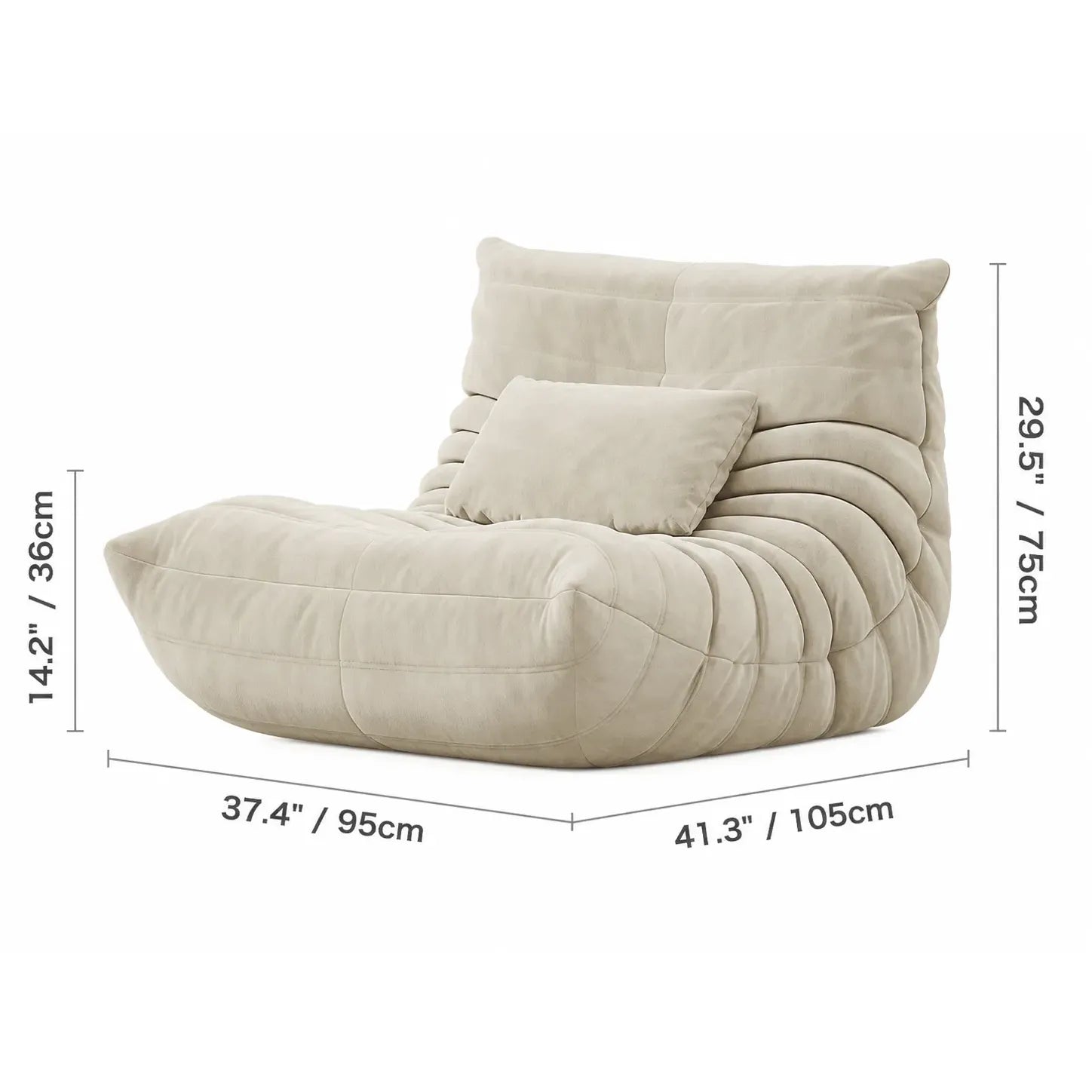 Togo Caterpillar Zebra Accent Lounge Chair with Sculpted Low Profile