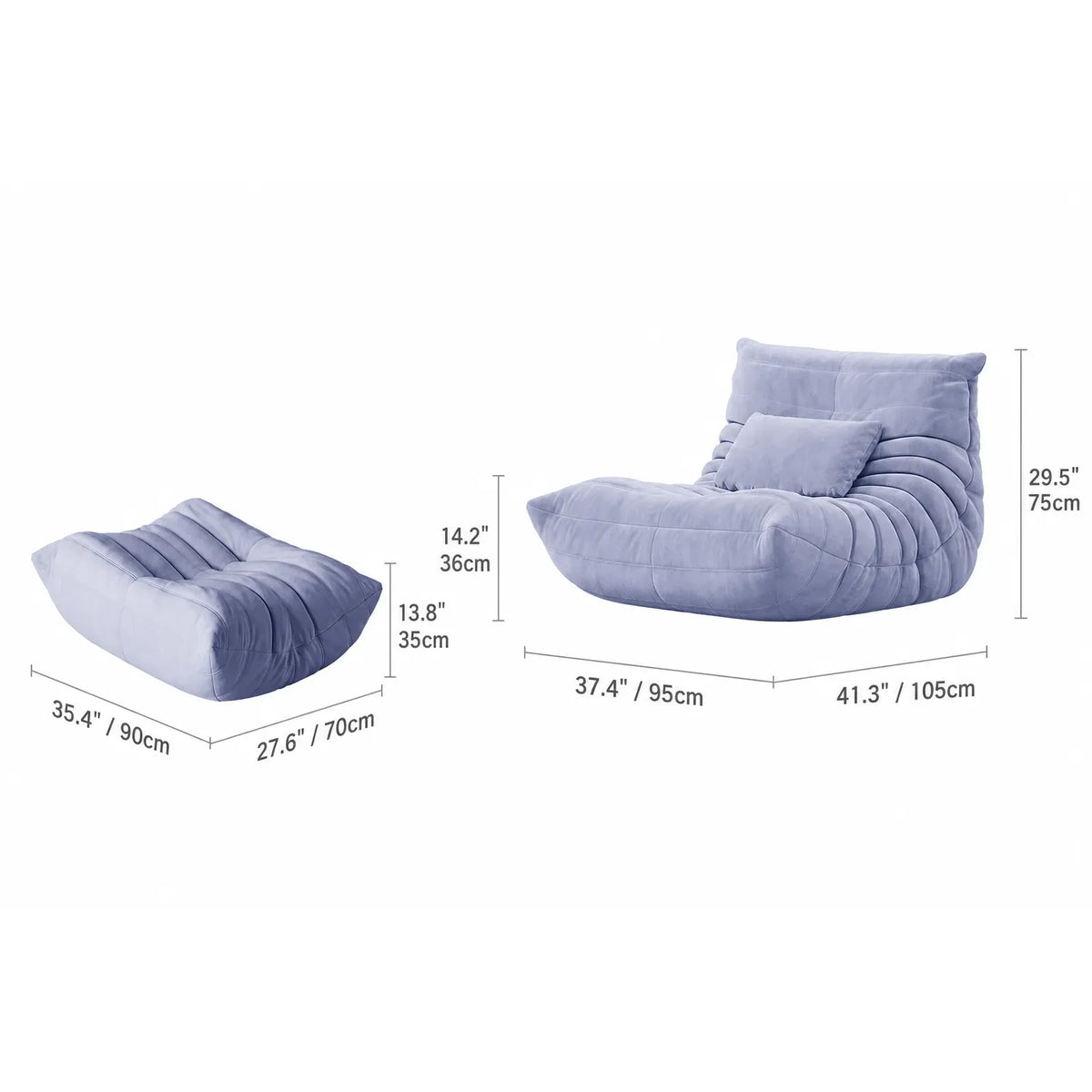 Togo Caterpillar Zebra Accent Lounge Chair with Sculpted Low Profile