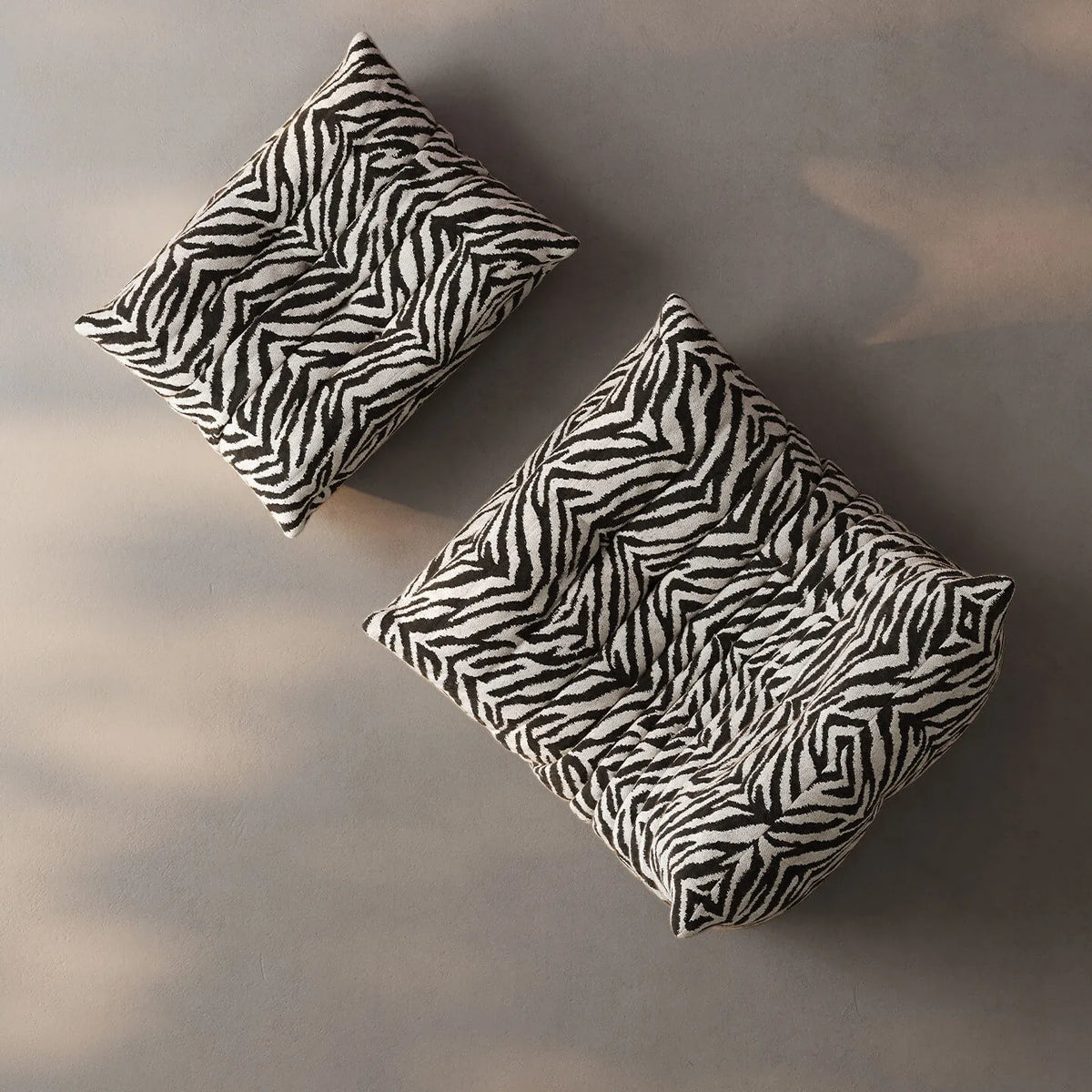 Togo Caterpillar Zebra Accent Lounge Chair with Sculpted Low Profile