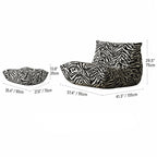Togo Caterpillar Zebra Accent Lounge Chair with Sculpted Low Profile Dimensions