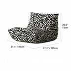 Togo Caterpillar Zebra Accent Lounge Chair with Sculpted Low Profile Dimensions