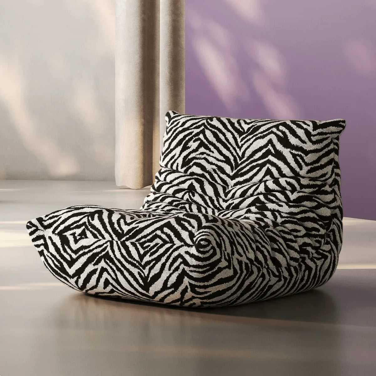 Togo Caterpillar Zebra Accent Lounge Chair with Sculpted Low Profile Main Product Image