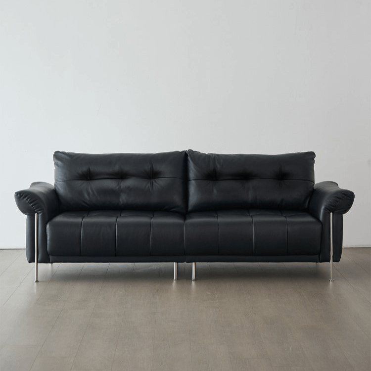 Top-Grain Leather Sofa with Elegant Armrest Design