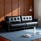 Top-Grain Leather Sofa with Elegant Armrest Design
