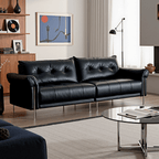 Top-Grain Leather Sofa with Elegant Armrest Design