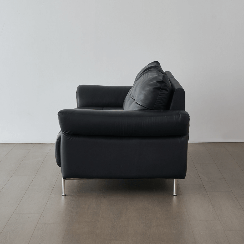 Top-Grain Leather Sofa with Elegant Armrest Design