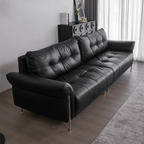 Top-Grain Leather Sofa with Elegant Armrest Design