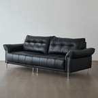 Top-Grain Leather Sofa with Elegant Armrest Design