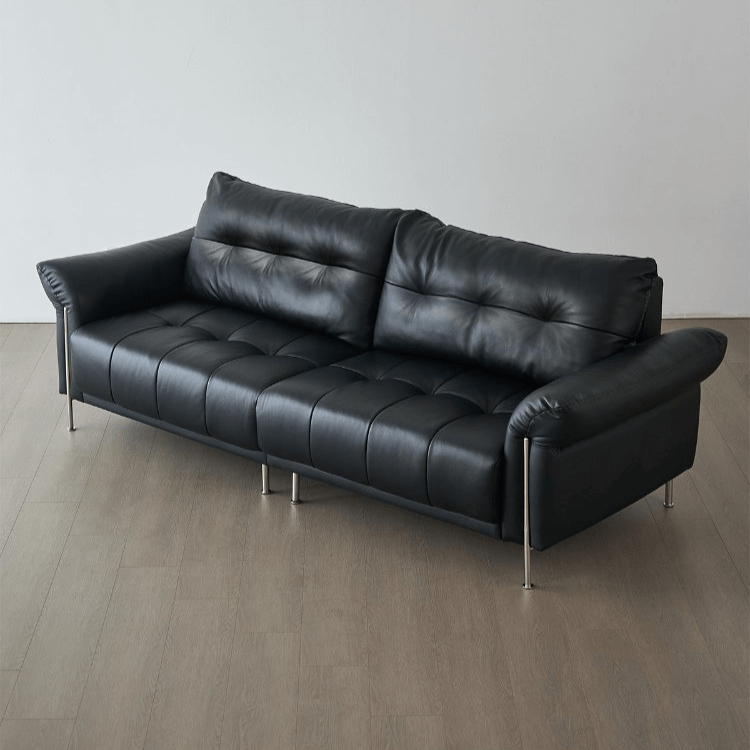 Top-Grain Leather Sofa with Elegant Armrest Design