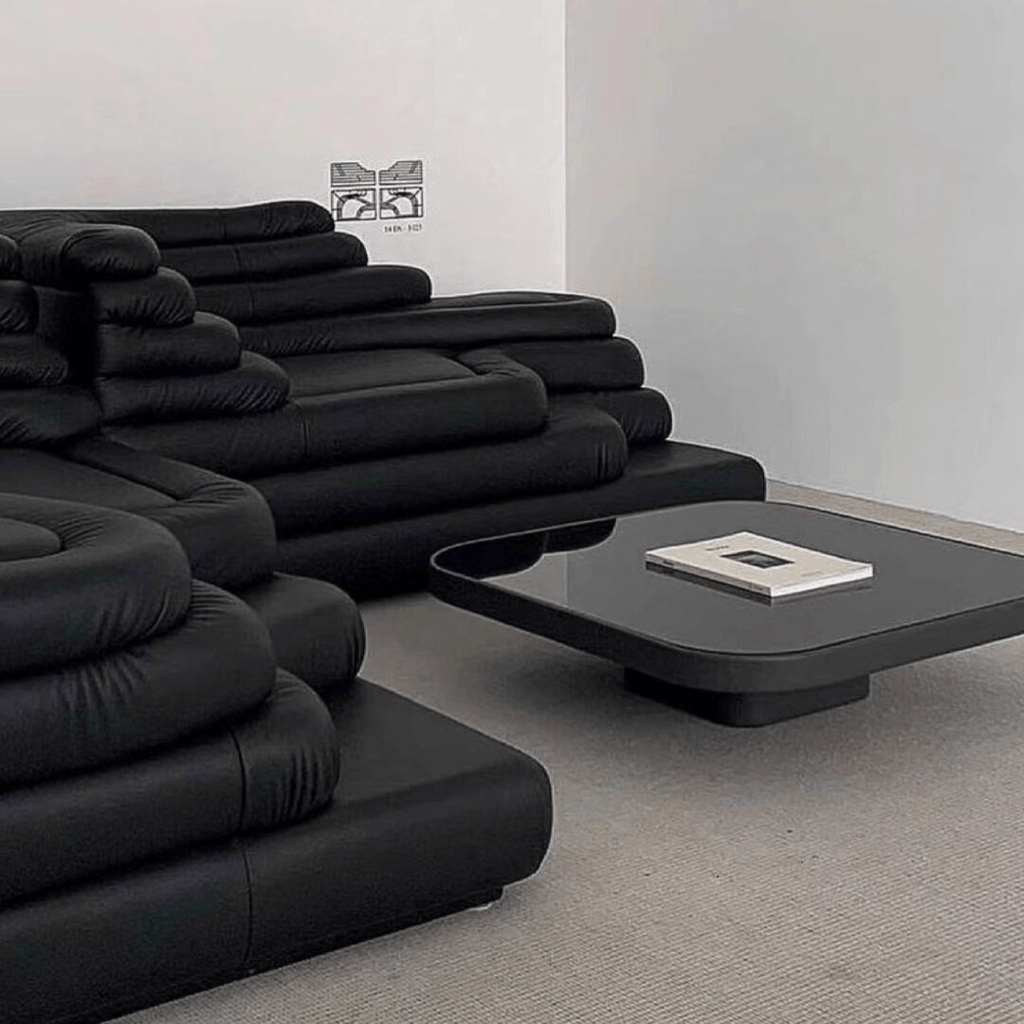 Topographic Lounge Sofa Featuring Tiered Cushioning and Flexible Reconfiguration