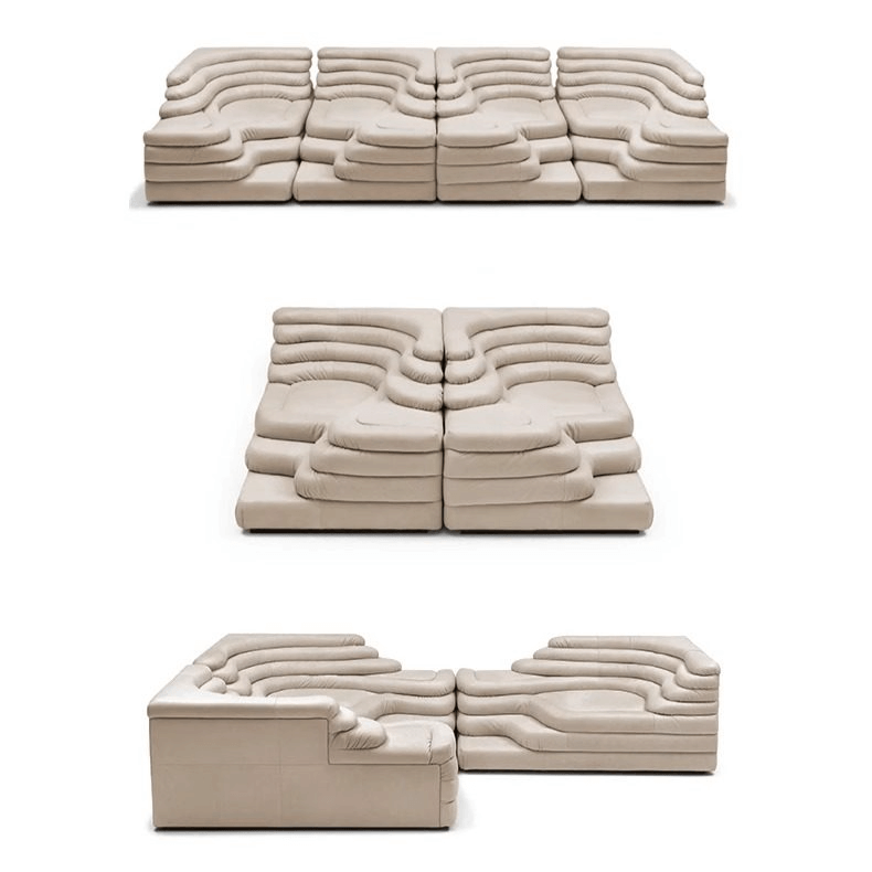 Topographic Lounge Sofa Featuring Tiered Cushioning and Flexible Reconfiguration