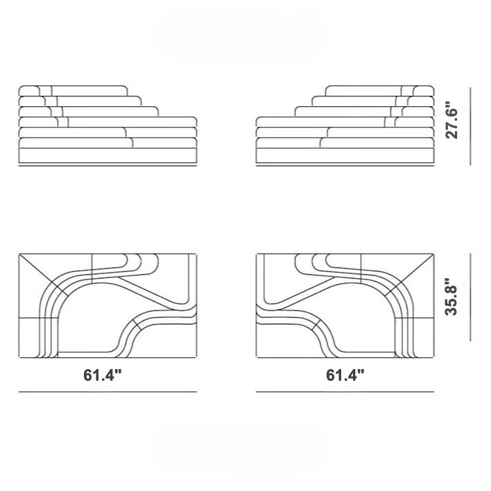 Topographic Lounge Sofa Featuring Tiered Cushioning and Flexible Reconfiguration Dimensions