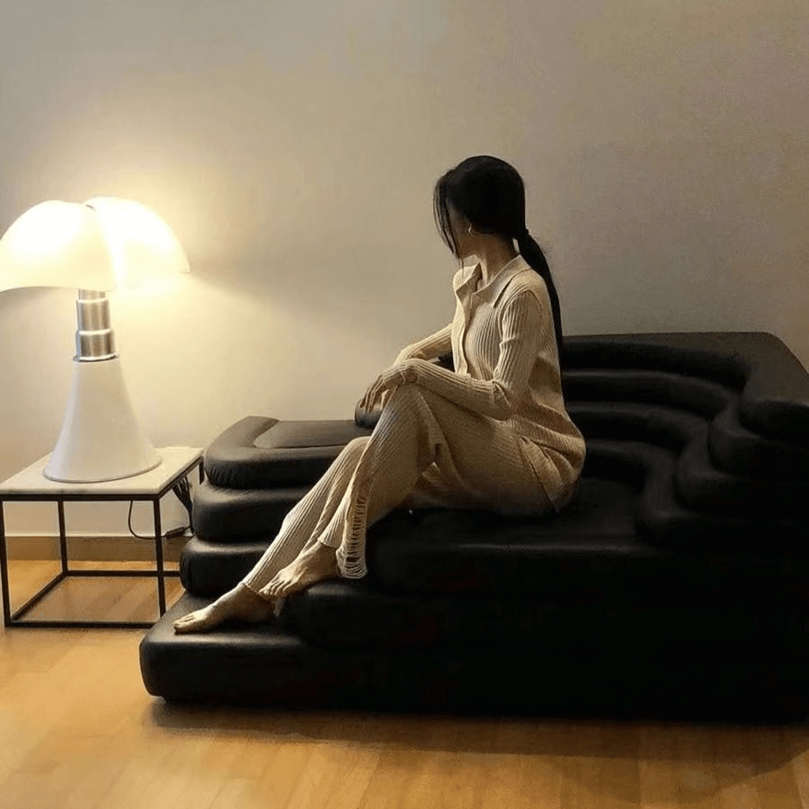 Topographic Lounge Sofa Featuring Tiered Cushioning and Flexible Reconfiguration