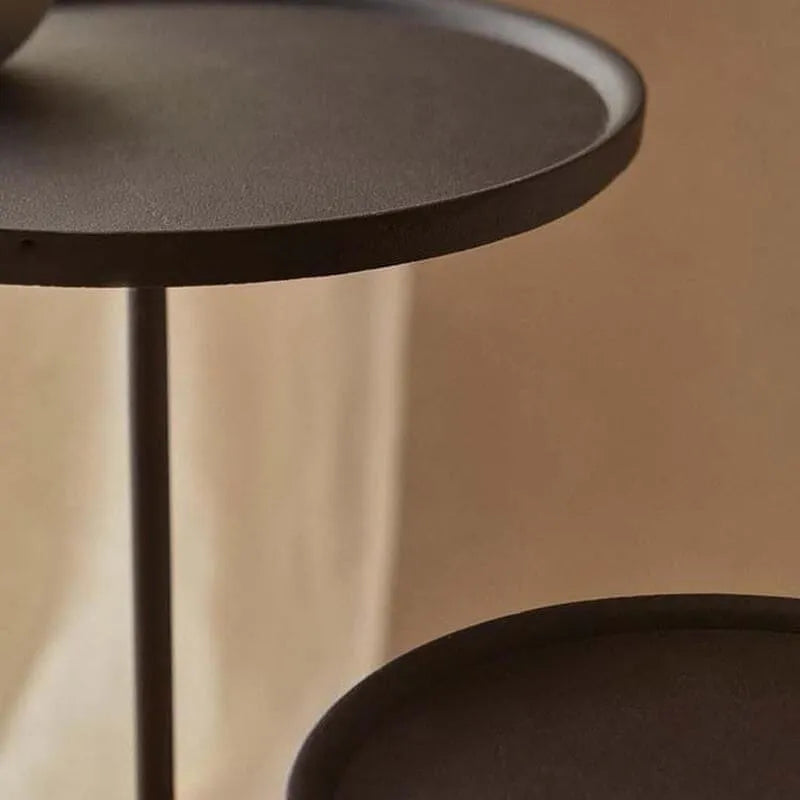 Traditional Black Metal Tray Top End Table with Four-Leg Base