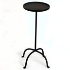 Traditional Black Metal Tray Top End Table with Four-Leg Base