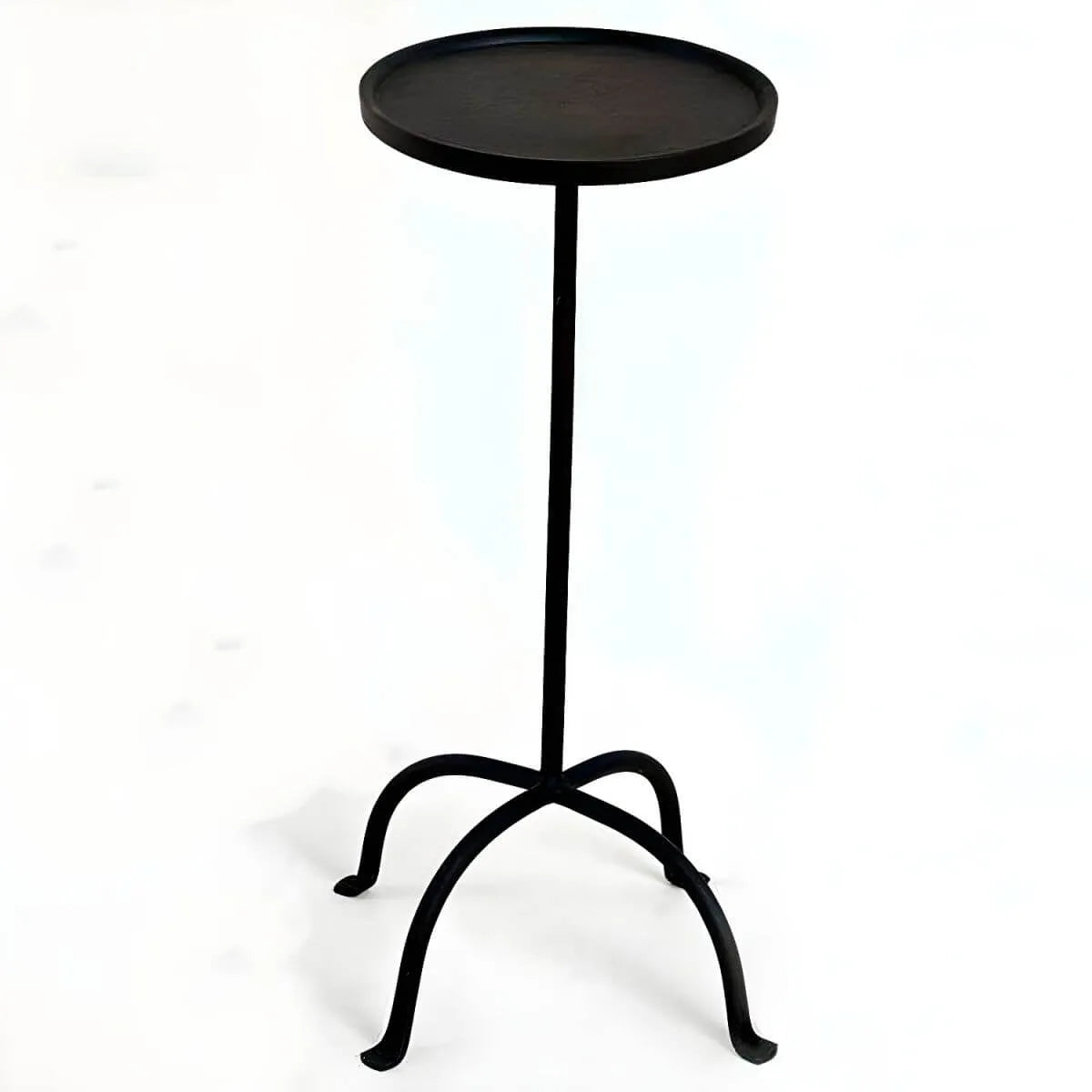 Traditional Black Metal Tray Top End Table with Four-Leg Base
