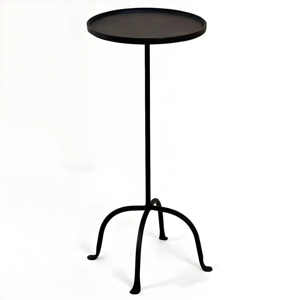 Traditional Black Metal Tray Top End Table with Four-Leg Base
