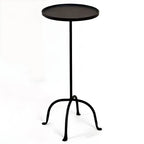 Traditional Black Metal Tray Top End Table with Four-Leg Base