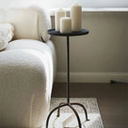 Traditional Black Metal Tray Top End Table with Four-Leg Base