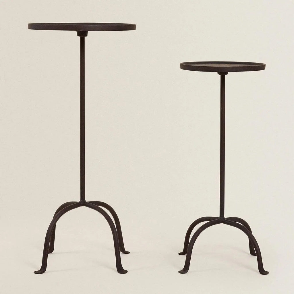 Traditional Black Metal Tray Top End Table with Four-Leg Base