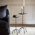Traditional Black Metal Tray Top End Table with Four-Leg Base Main Product Image