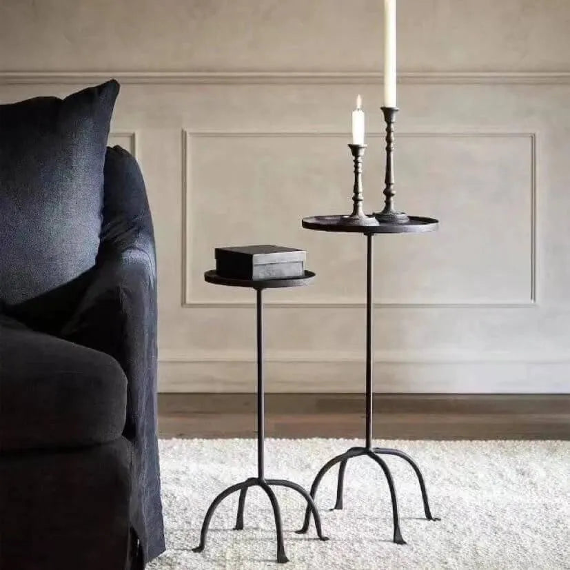Traditional Black Metal Tray Top End Table with Four-Leg Base Main Product Image Main image