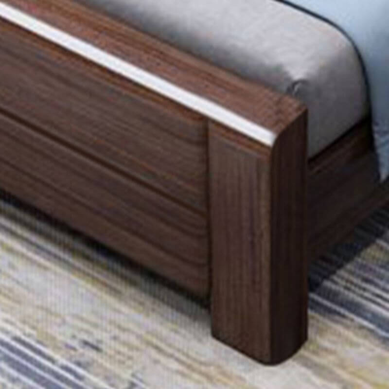 Traditional Brown Panel Bed with Deep Faux Leather Headboard