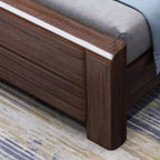 Traditional Brown Panel Bed with Deep Faux Leather Headboard