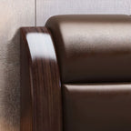 Traditional Brown Panel Bed with Deep Faux Leather Headboard