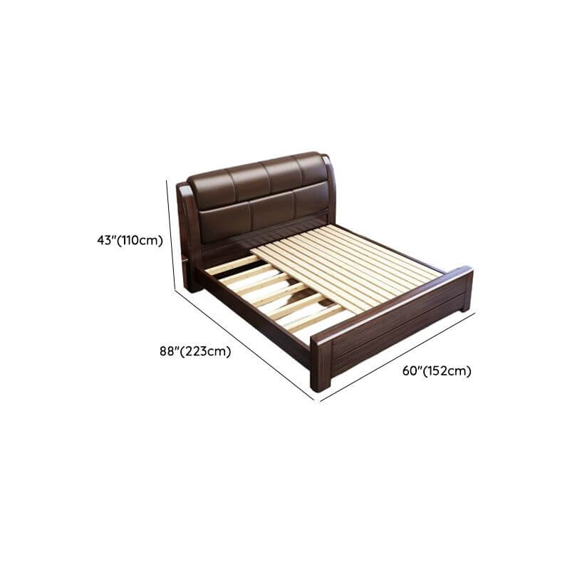 Traditional Brown Panel Bed with Deep Faux Leather Headboard Dimensions